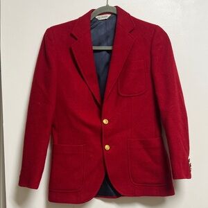 J.G. Hook Vintage Red Wool Blazer Gold Buttons Old Money Classic Blazer Small